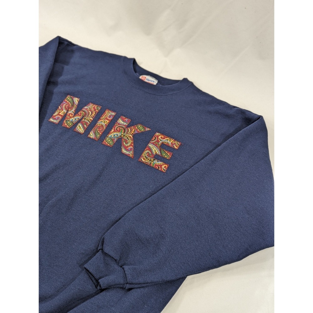 Vintage  Sweatshirt XL 90s Pullover Cotton USA 50/50 Embroidery Mike Paisley EUC